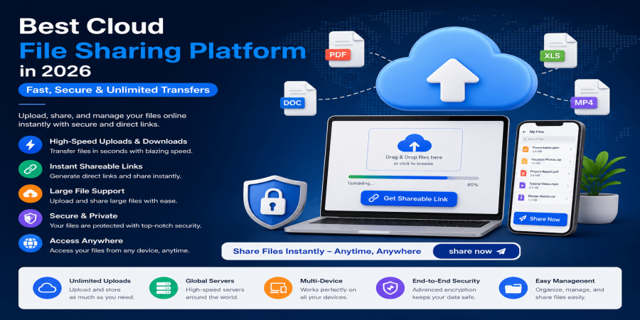 Best Cloud File Sharing Platform in 2026 – Fast, Secure & Unlimited Transfers