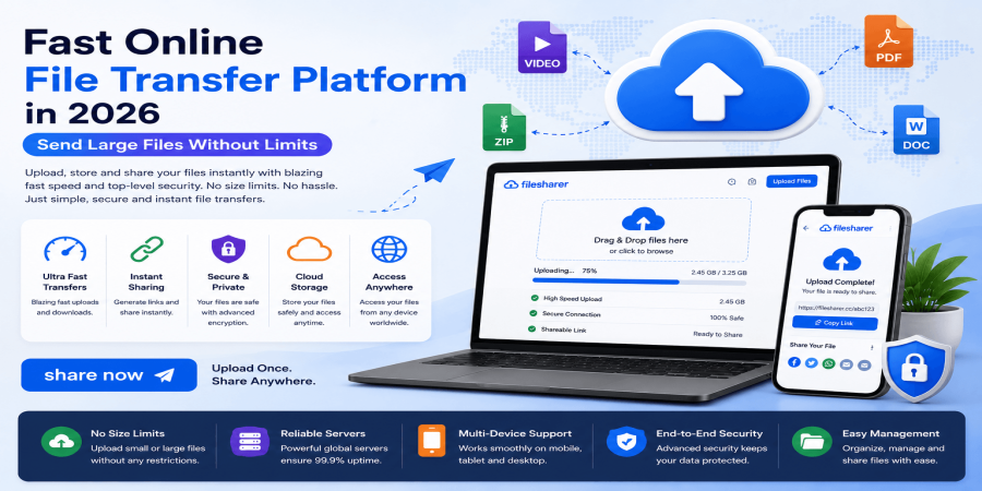 Fast Online File Transfer Platform in 2026 – Send Large Files Without Limits
